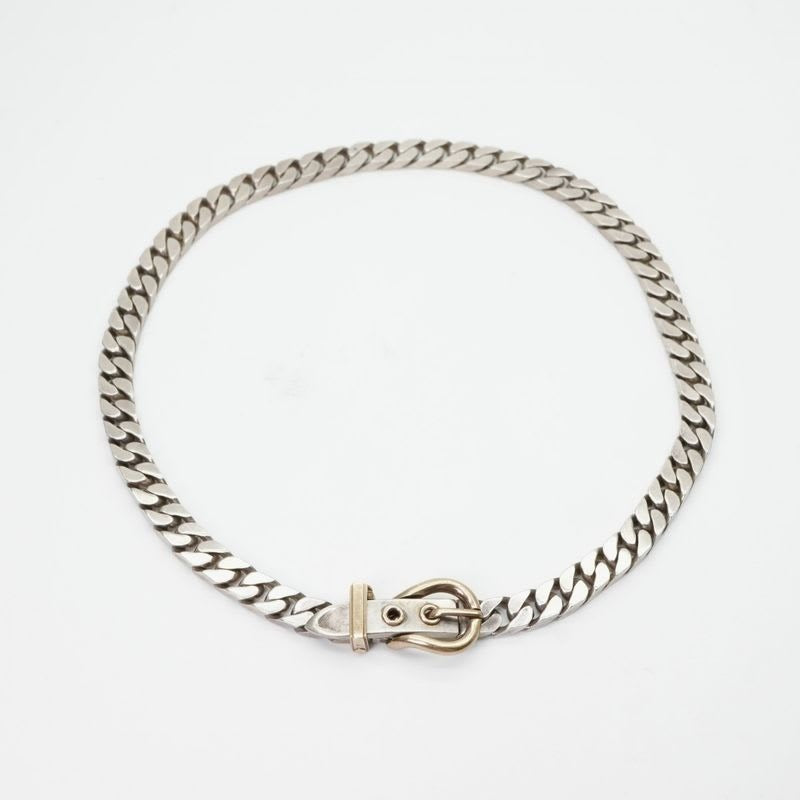 Hermes Bookle Serie Necklace Pendant Choker 750 925 Silver Antique