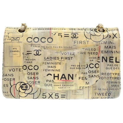 Chanel Matelasse 25 Double Flap Beige Gold Chain Shoulder Bag Leather 21th Coco