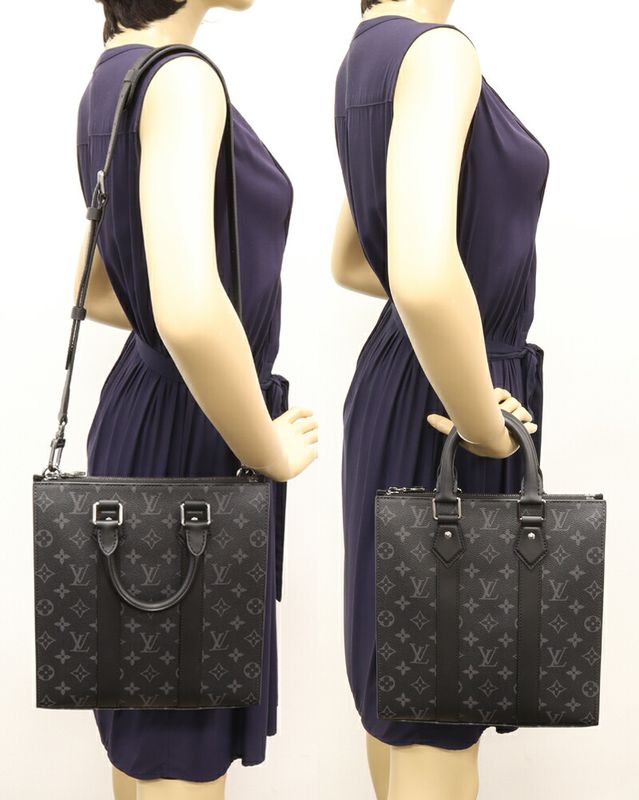 Louis Vuitton Hand Tote Shoulder Bag Monogram Eclipse Sac Plastic Cross 2WAY