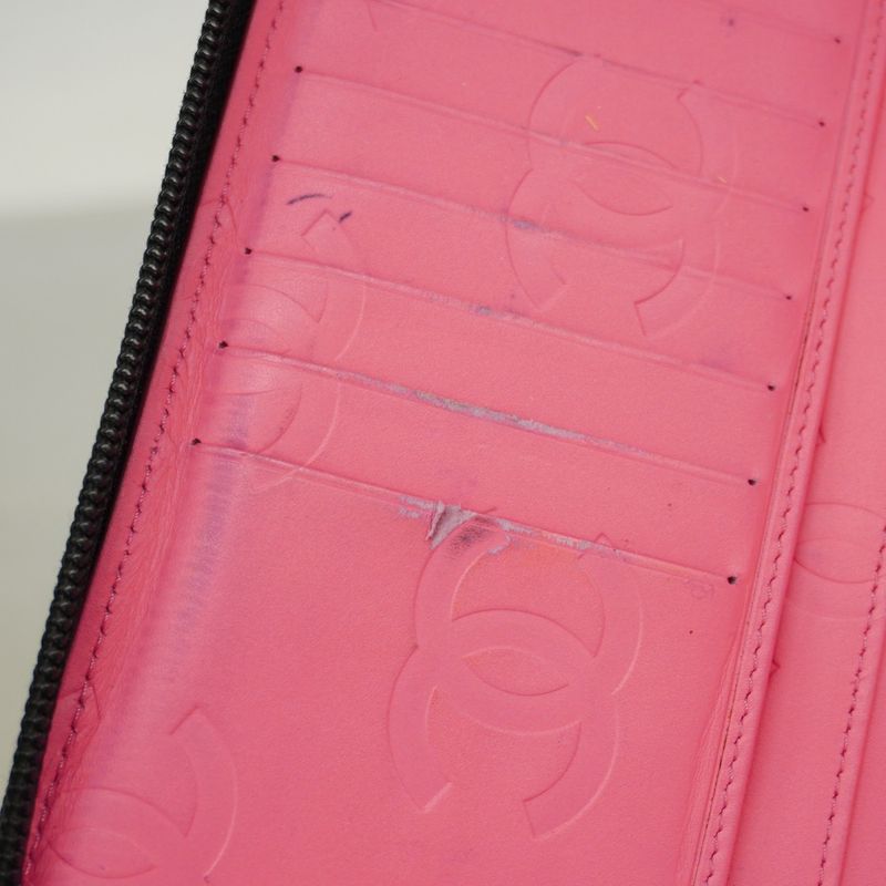 Chanel Long Wallet Cambon Lambskin Black Silver Hardware Women