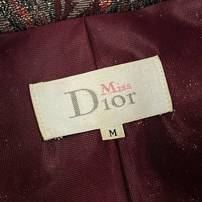 Dior Vintage Tapestry Pattern Jacket & Skirt Set Brocade Suit Floral M Red Gold — view 9
