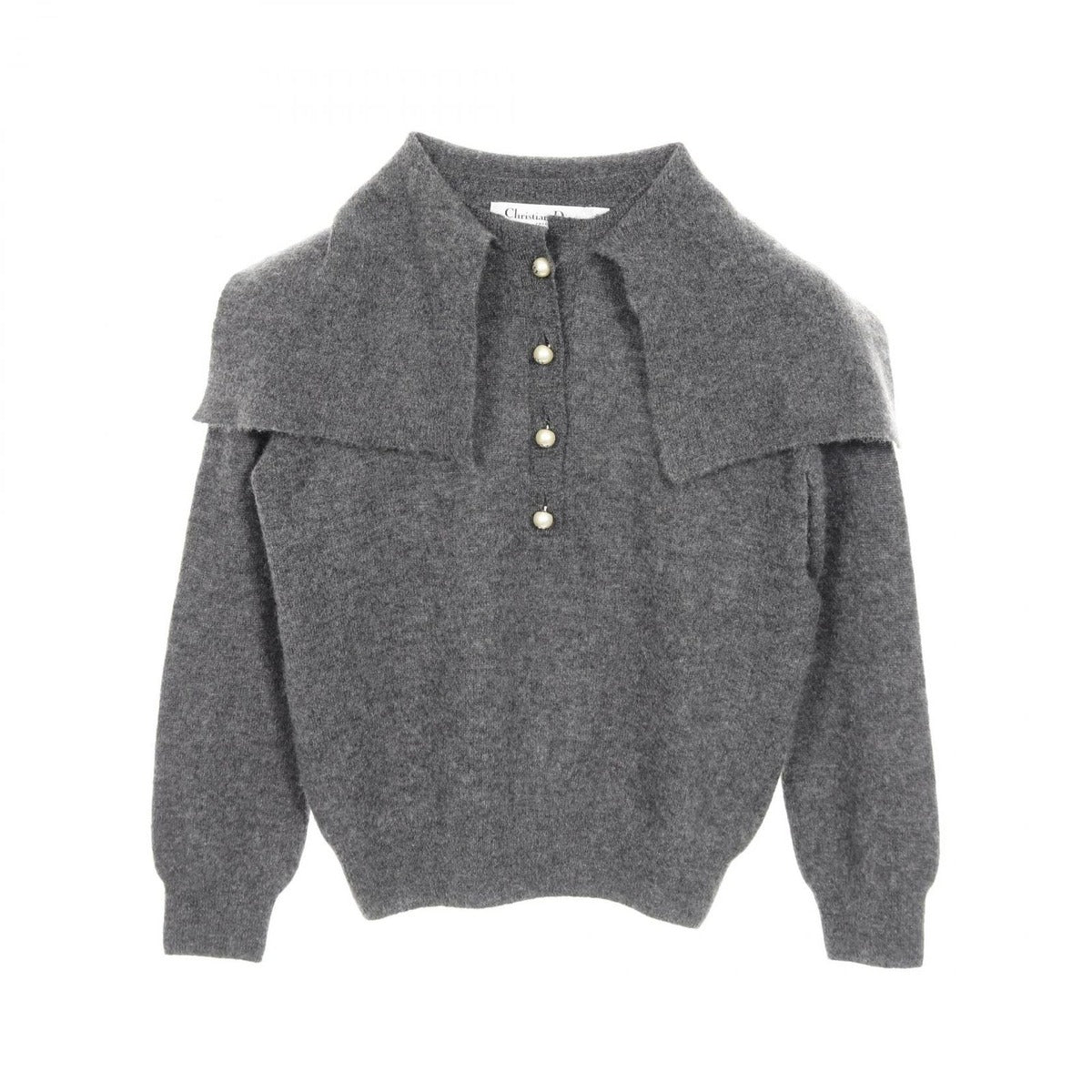 Dior Knit Top CD Logo Pearl Button Cashmere
