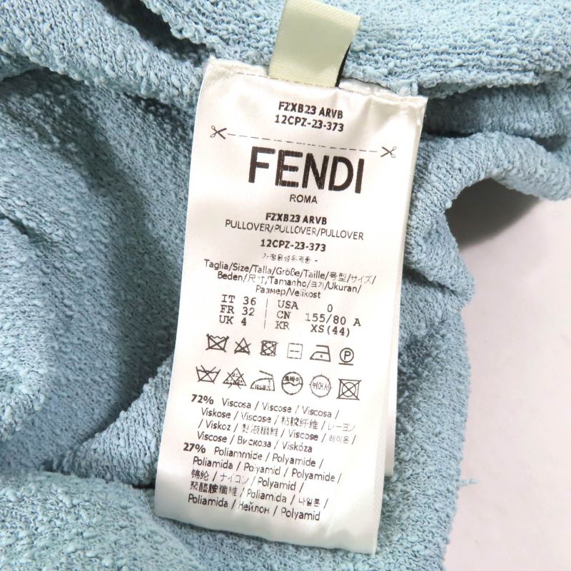 Fendi 2023 Fzxb23 Logo Design Asymmetrical Draped Knit Blue 36 Storage With Bag