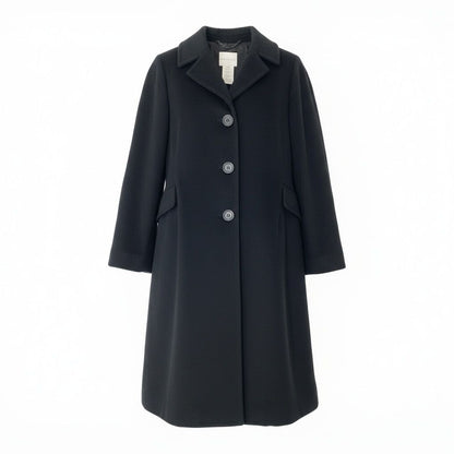 Celine Vintage Long Chest Star Coat Wool 40 Black