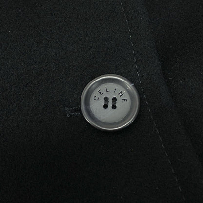 Celine Vintage Long Chest Star Coat Wool 40 Black — view 8