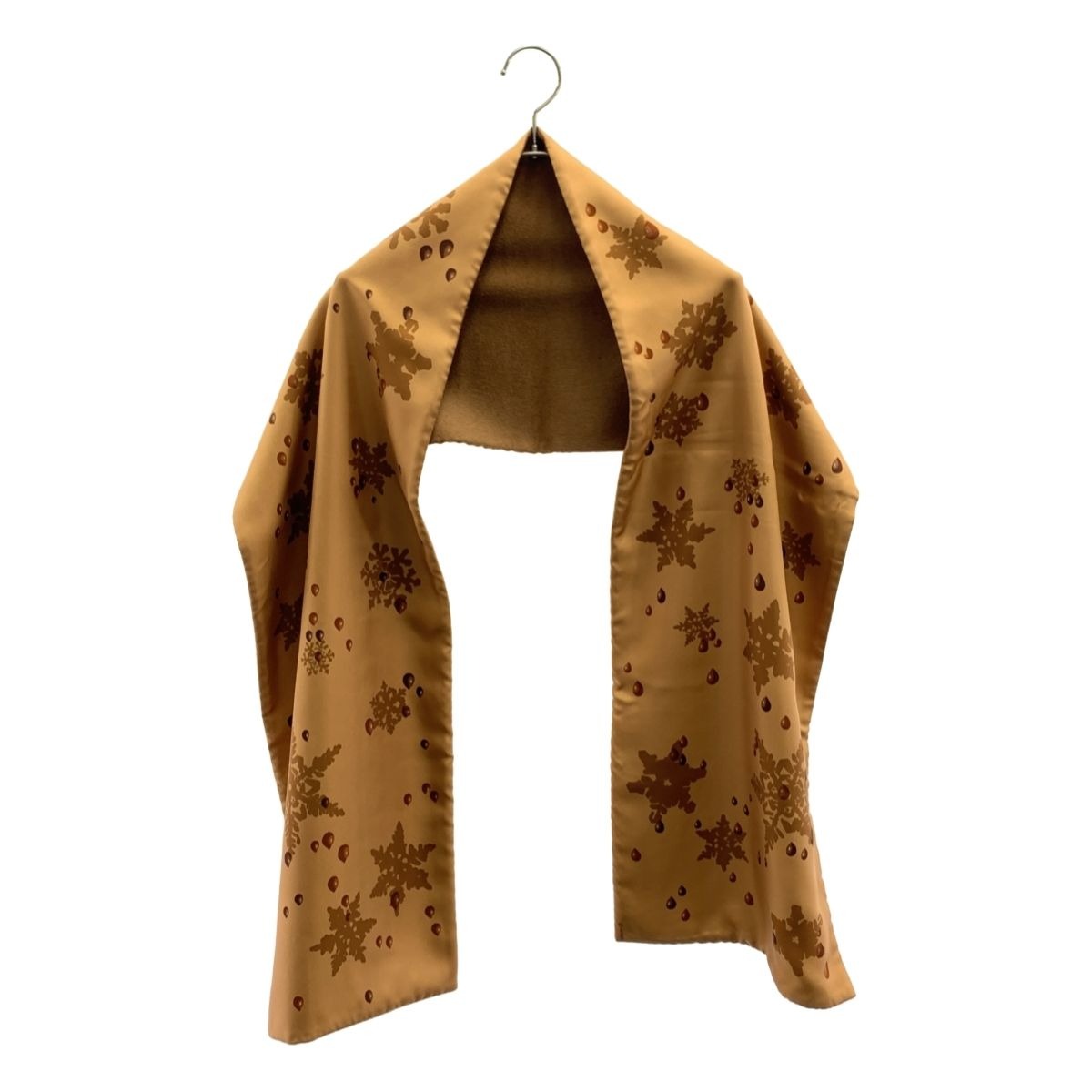 Hermes Snowflake Angora Silk Shawl Muffler Brown Scarf