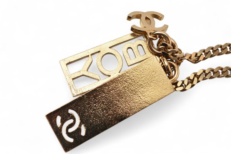 Chanel Long Necklace Pendant BOY Chanel Boy Chanel Coco CC Tag C22P Gold