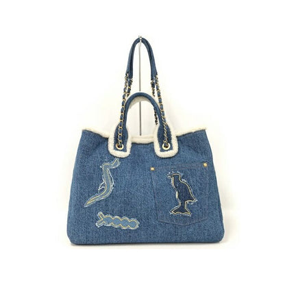 Chanel 2-Way Tote Bag Shopping Denim Blue As0759 — view 2