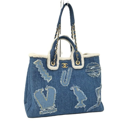 Chanel 2-Way Tote Bag Shopping Denim Blue As0759