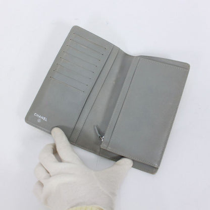Chanel Bifold Long Wallet Enamel Light Yellow Wallet Silver