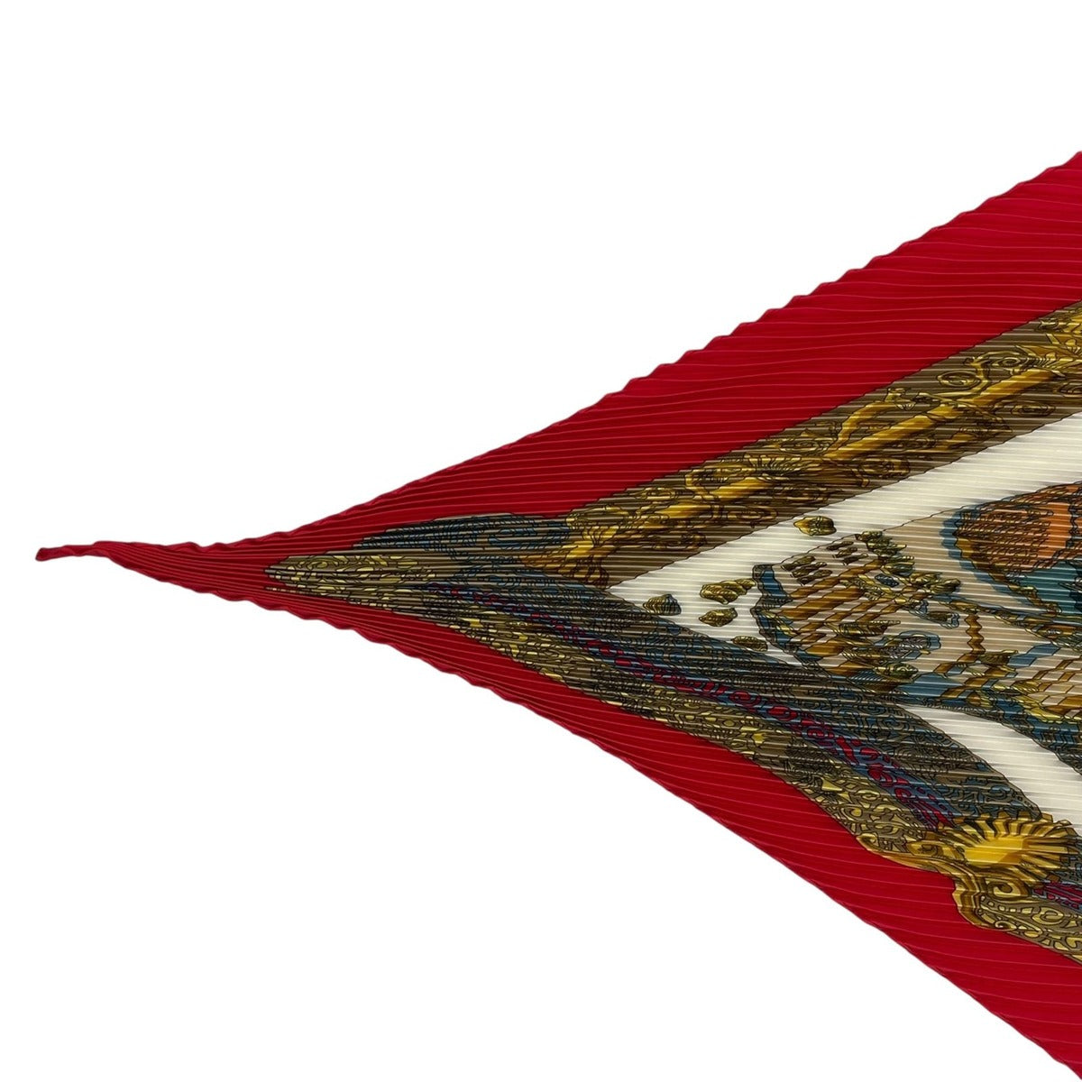 Hermes Scarf Pleated Silk L Atlantide Atlantis Continent Red — view 3