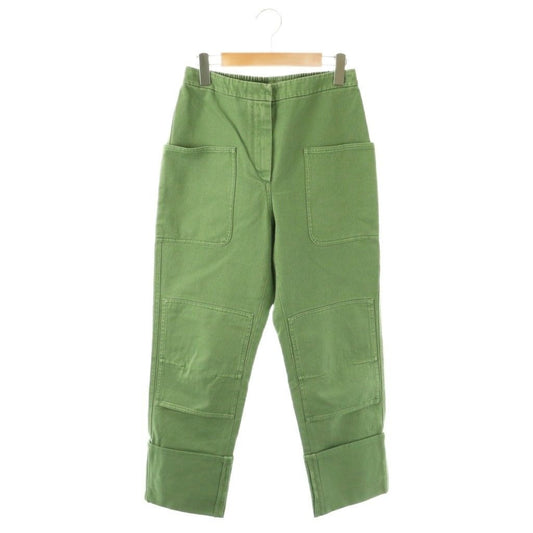 Max Mara White Tag Cotton Drill Pants Roll Up 42 Green SS