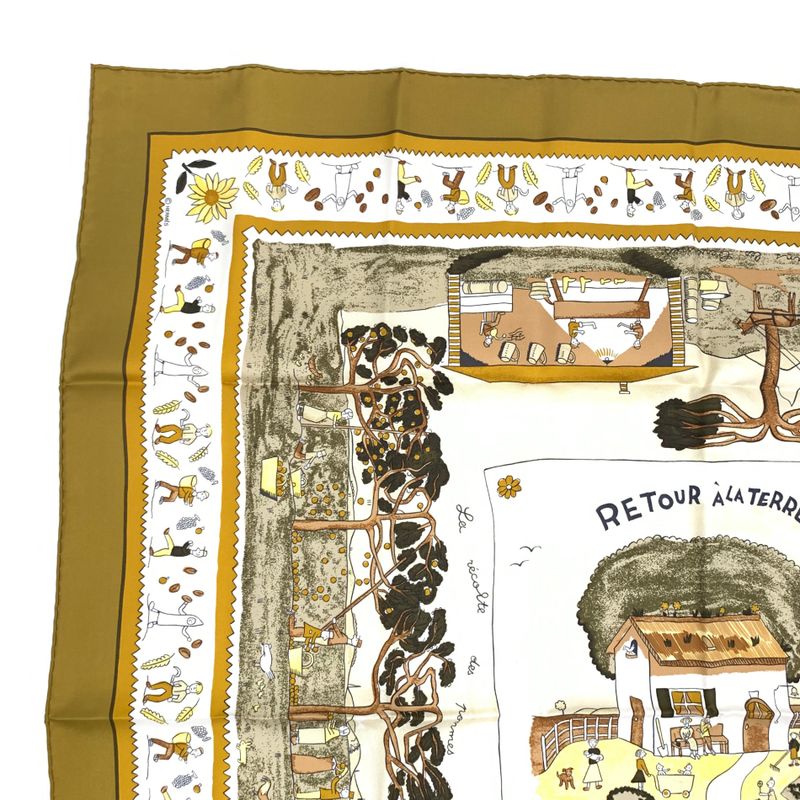 Hermes Scarf Carre 90 RE TOUR A LA Terre Going Home