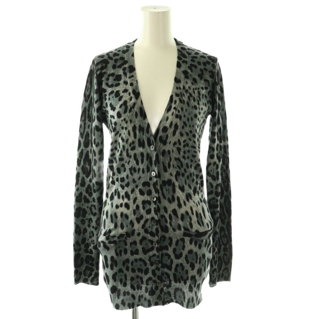 Dolce & Gabbana Knit Cardigan Animal Pattern Wool 38 Gray DF
