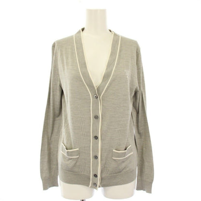 Prada Silk Knit Cardigan Long Sleeve Logo 36 Gray