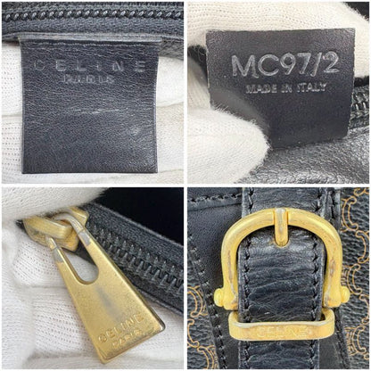Celine Bucket Shape Tote Bag Shoulder Bag Black Macadam Pattern Pvcleather