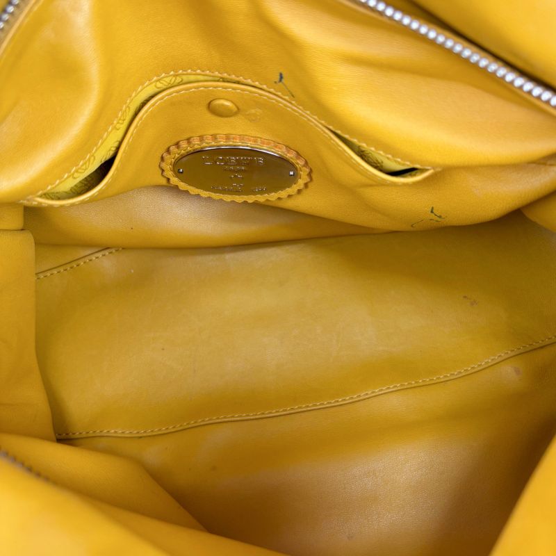 Loewe 2WAY Shoulder Bag Handbag Tassel Charm Fringe Anagram Logo Yellow Silver