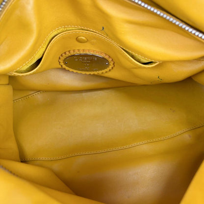 Loewe 2WAY Shoulder Bag Handbag Tassel Charm Fringe Anagram Logo Yellow Silver