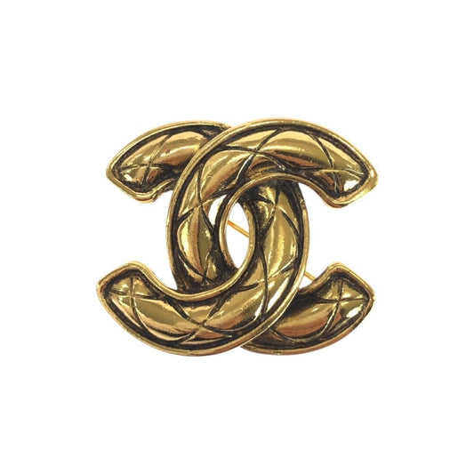 Chanel Vintage CC Logo Gold Metal Brooch