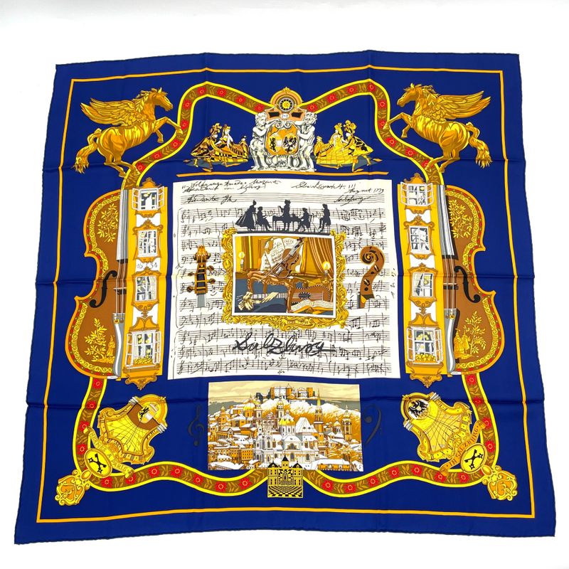 Hermes Carre 90 In Salzburg Scarf Silk Navy