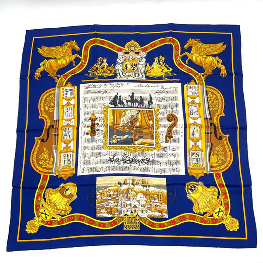 Hermes Carre 90 In Salzburg Scarf Silk Navy