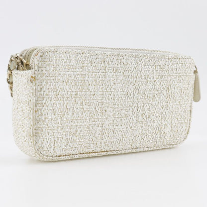 Chanel Deauville Chain Shoulder 2WAY Clutch A84415 Tweed White Ladies Shoulder