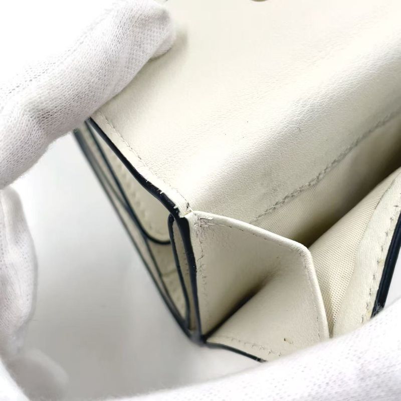 Christian Dior Star Pattern Trifold Leather White Wallet Gold