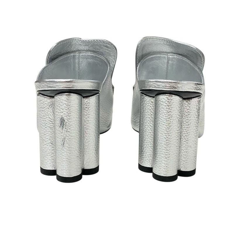 Louis Vuitton Indiana Line Sandals Shoes Leather Metallic Silver Gold LV Logo