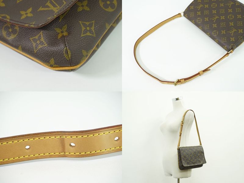 Authentic Louis Vuitton LV Musette Tango Short Monogram Shoulder Bag Brown