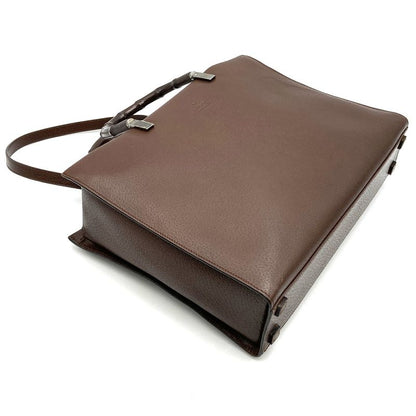 Gucci 002103 Handbag Shoulder Bag Business Bag Leather Brown