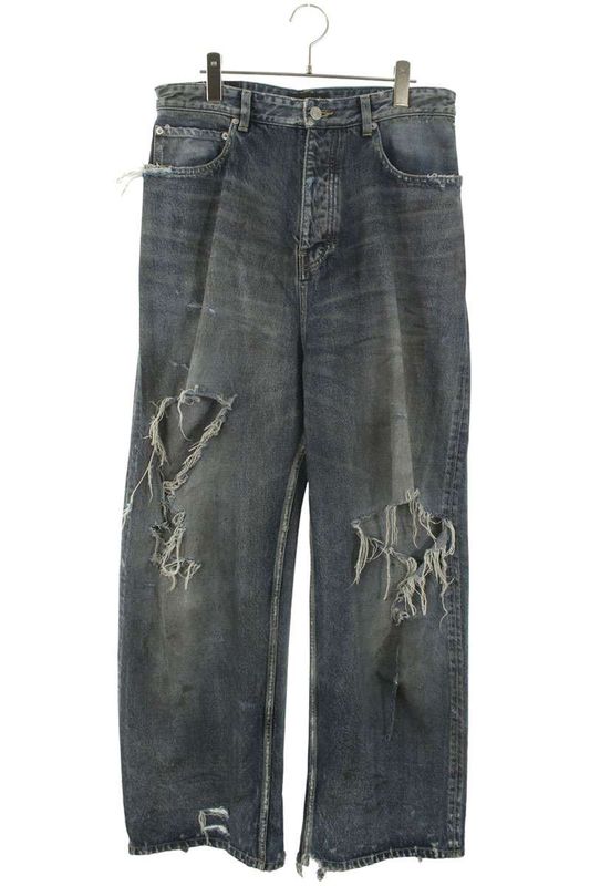 Balenciaga 745213 Tnw01 Damaged Denim Pants Men's XS
