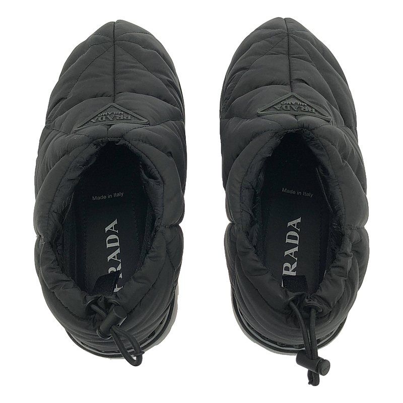 Prada - Triangle Logo Quilted Short Snow Boots - 36 1 2 - Black - Women's