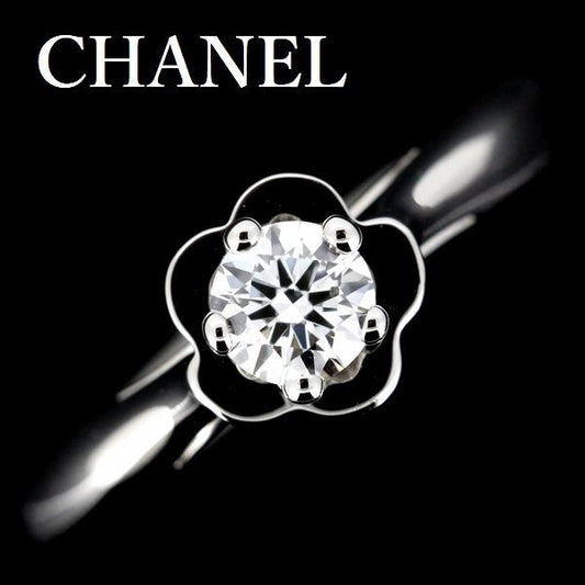 Chanel Camellia Collection Diamond 026 CT D-Vvs 1-3 ex Ring Pt950 45