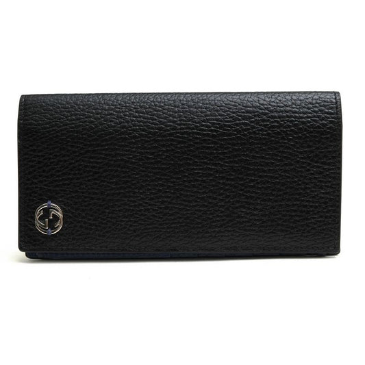 Gucci Long Wallet Men Leather Black Cao2 N 1040 Interlocking