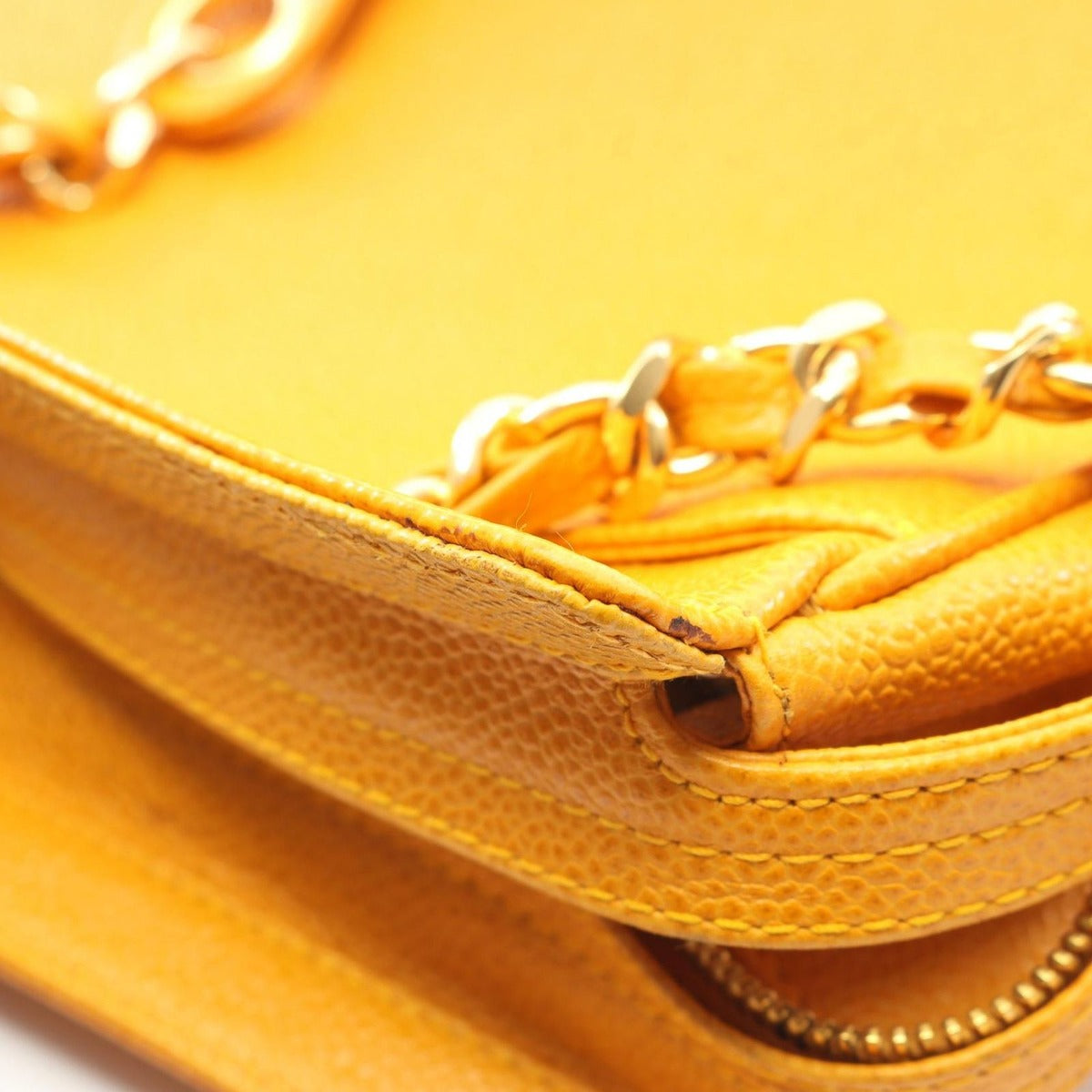 Chanel Tote Triple CC Logo Orange Caviar Leather Coco — view 9