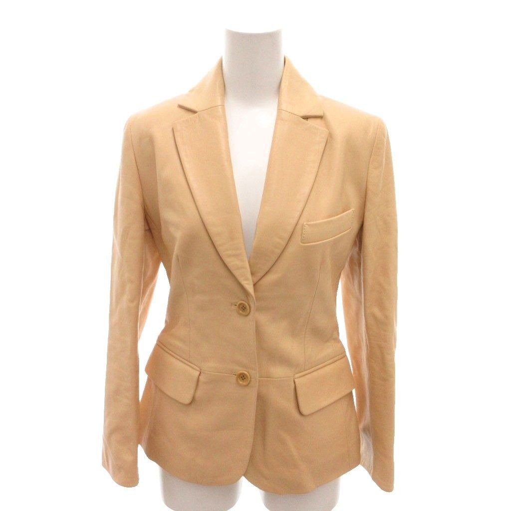 Loewe Tailored Jacket Lamb Leather Lining Anagram 34 Beige YJ