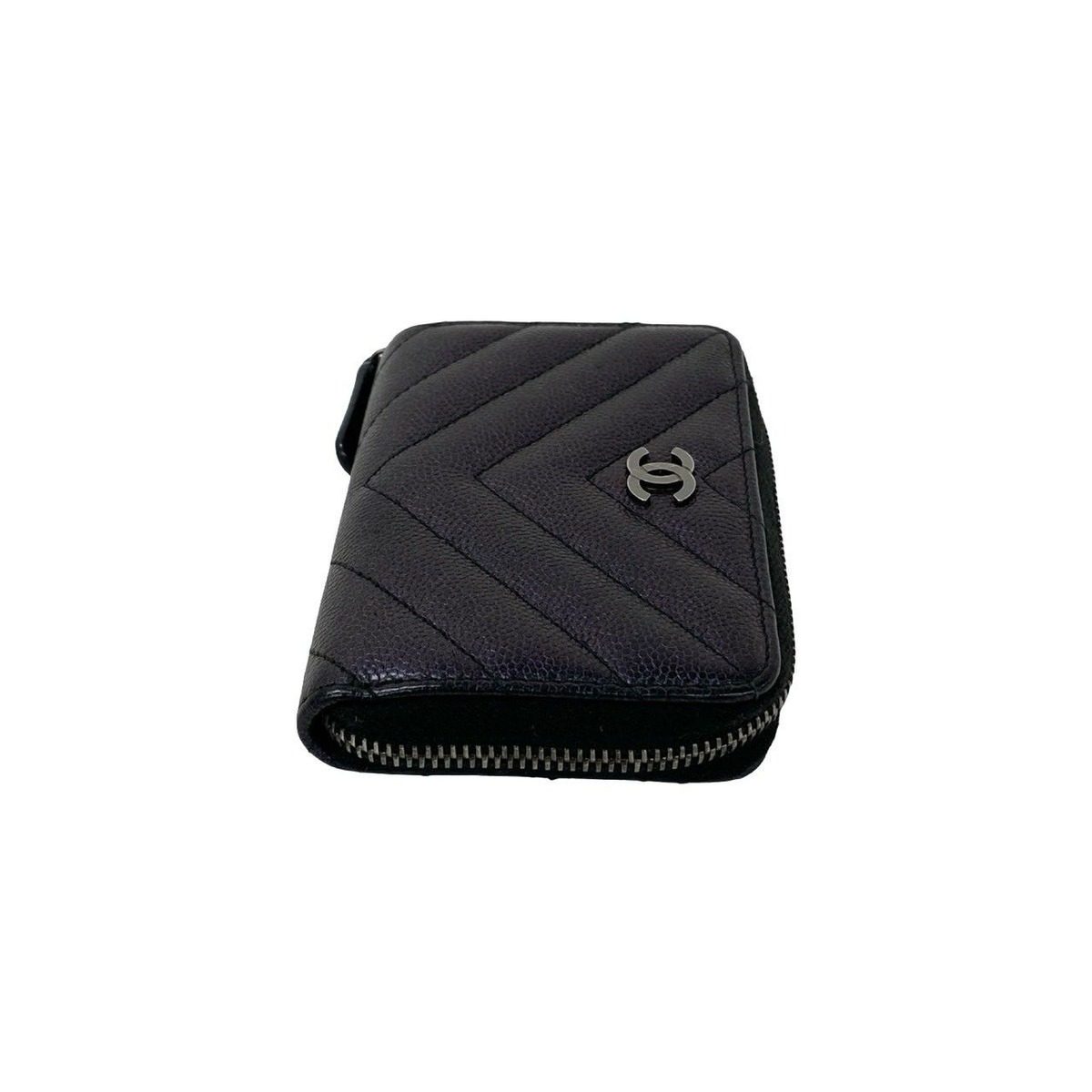 Chanel With CC Logo Chew Blanc Caviar Leather Coin Purse Black — view 5
