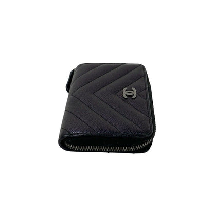 Chanel With CC Logo Chew Blanc Caviar Leather Coin Purse Black — view 5