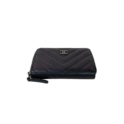 Chanel With CC Logo Chew Blanc Caviar Leather Coin Purse Black — view 6