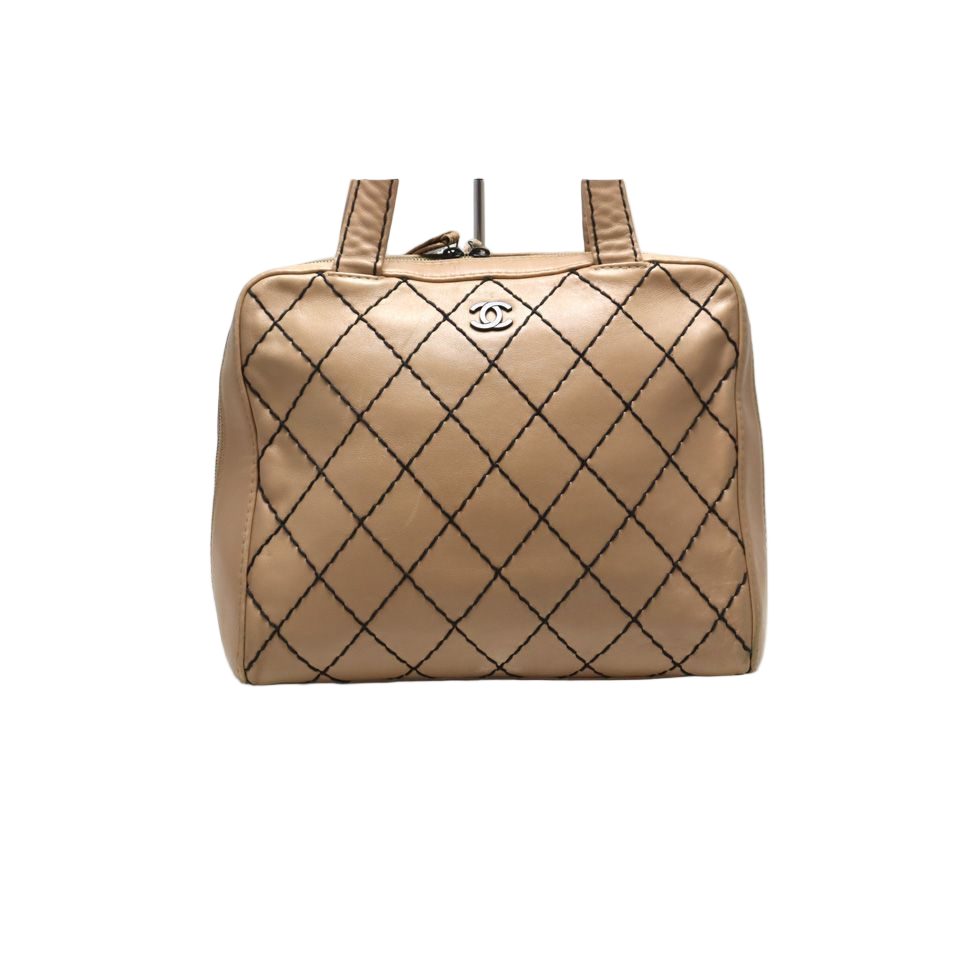 Chanel Wild Stitch Gunmetal Leather Handbag