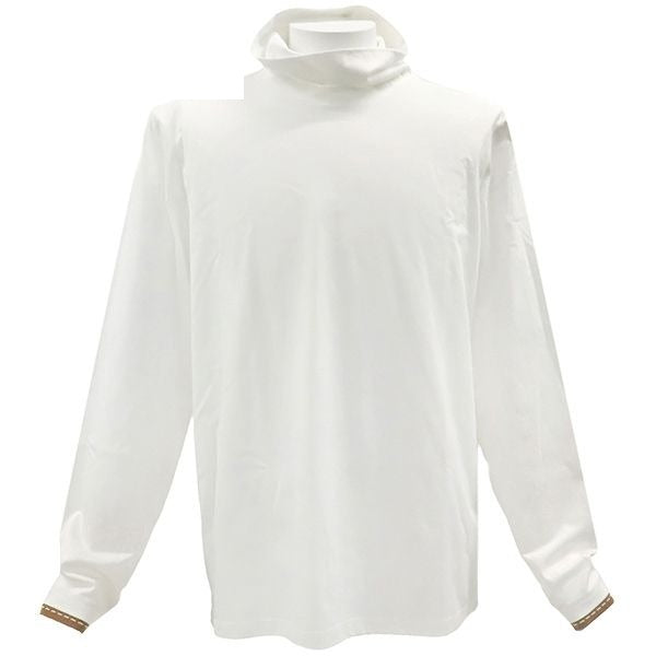 Hermes Cut and Sewn Turtleneck Cotton White Brown M Long