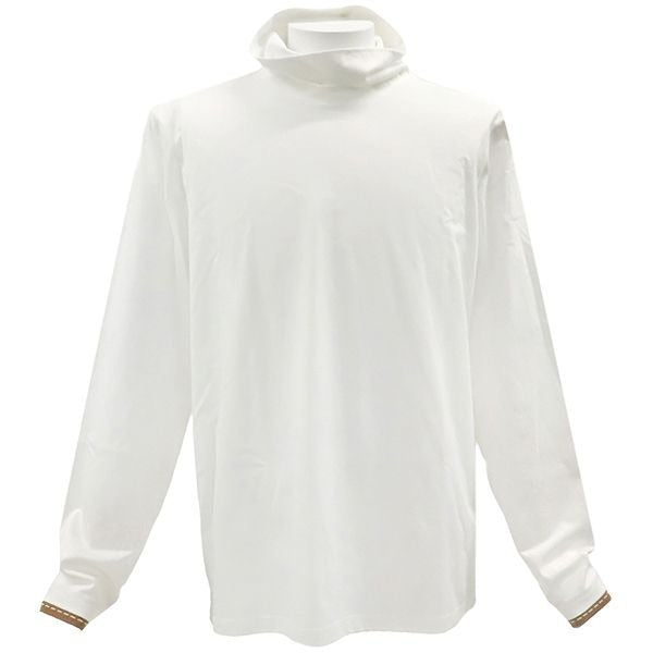 Hermes Cut and Sewn Turtleneck Cotton White Brown M Long