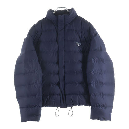 Prada Triangle Logo Cropped Down Navy Jacket