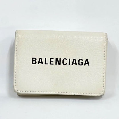 Balenciaga Trifold Wallet Compact Wallet Leather White 30ka510