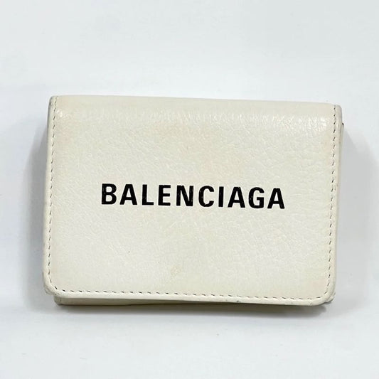 Balenciaga Trifold Wallet Compact Wallet Leather White 30ka510