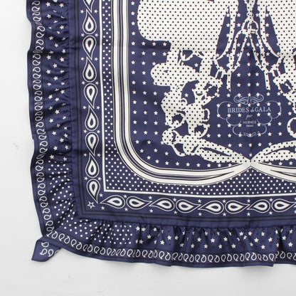 Hermes Carre 65 Brides De GALA Ceremonial Horse Maitre D'oeil Ruffled Scarf Navy