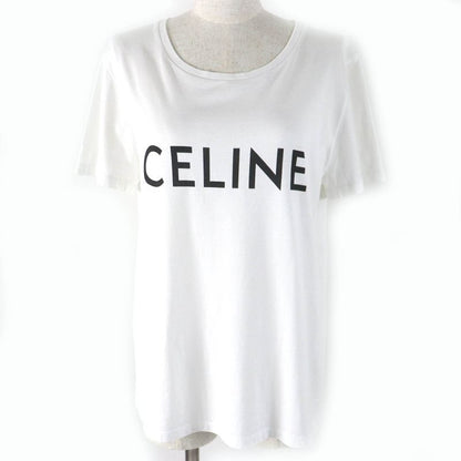 Celine 2x314916g 100% Cotton Logo Print Crew Neck Short Sleeve T-shirt White