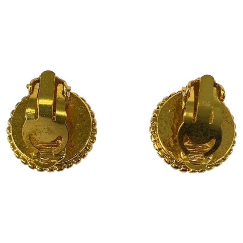 Chanel Coco Mark Faux Pearl Gold White Plated/faux Pearl Earrings Engraved 95A