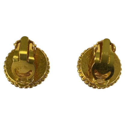 Chanel Coco Mark Faux Pearl Gold White Plated/faux Pearl Earrings Engraved 95A