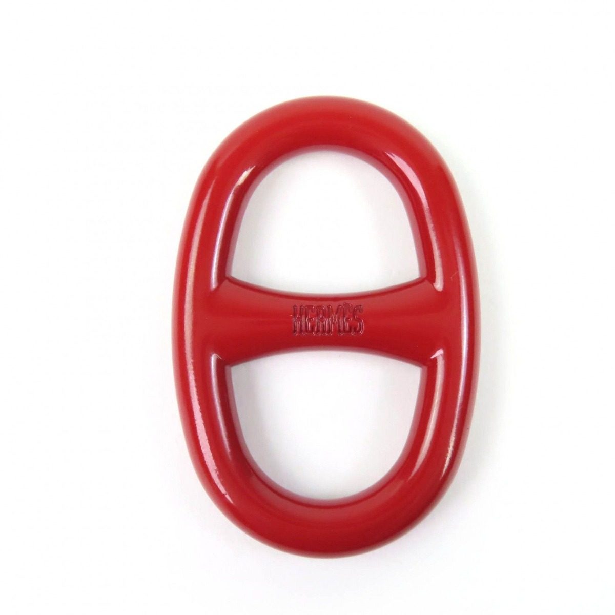 Hermes Metal Logo Chaine D'ancre Scarf Ring Red
